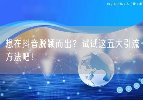 想在抖音脱颖而出？试试这五大引流方法吧！